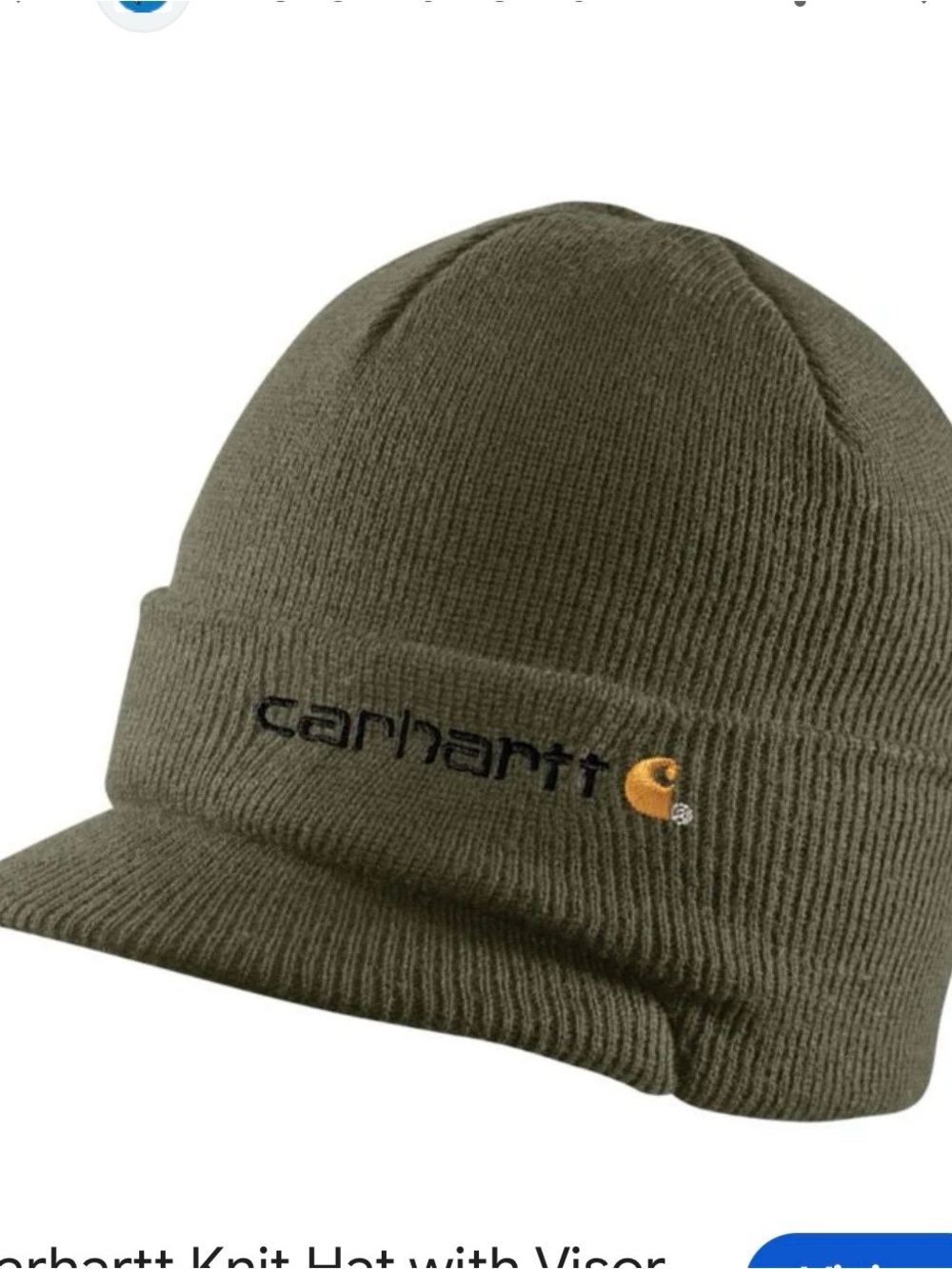Vintage Carhartt Olive Roll-Brim Knit beanie with Logo